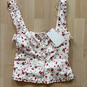 Zara Floral Tank Top - Cream and Red